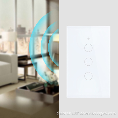 Wireless Smart Touch Wall Control Light Switch With 3 Gang Touch Panel US Standard Home Automation Remote Control